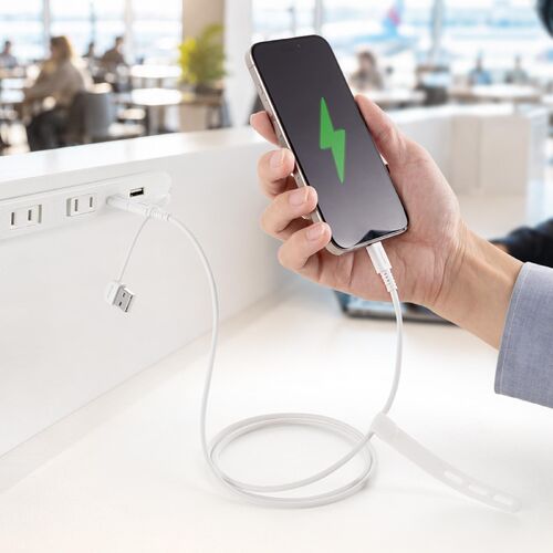 USBケーブル（USB-C・USB-A・データブロッカー・データ通信遮断・データ抜き取り対策・PD60W・USB2.0・シリコンケーブル・1m・ ホワイト）