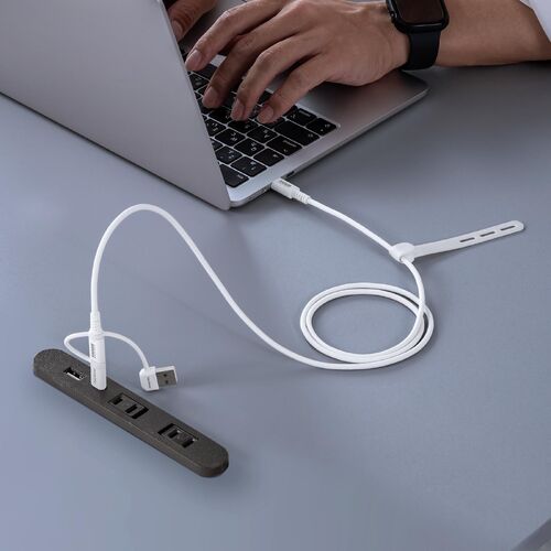 USBケーブル（USB-C・USB-A・データブロッカー・データ通信遮断・データ抜き取り対策・PD60W・USB2.0・シリコンケーブル・1m・ ホワイト）