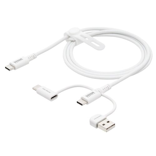 USBケーブル（USB-C・USB-A・データブロッカー・データ通信遮断・データ抜き取り対策・PD60W・USB2.0・シリコンケーブル・1m・ ホワイト）