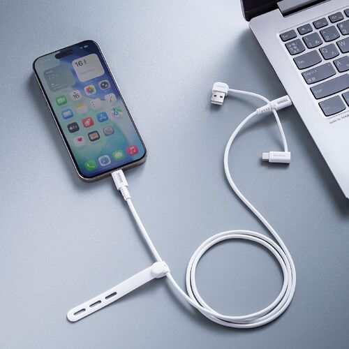 USBケーブル（USB-C・USB-A・データブロッカー・データ通信遮断・データ抜き取り対策・PD60W・USB2.0・シリコンケーブル・1m・ ホワイト）