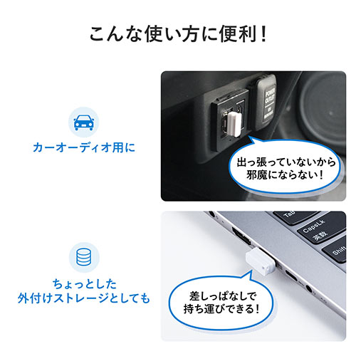 USBメモリ（超小型・キャップ式・16GB・USB3.2 Gen1・ホワイト）