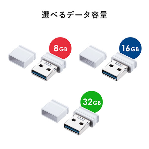 USBメモリ（超小型・キャップ式・32GB・USB3.2 Gen1・ホワイト）