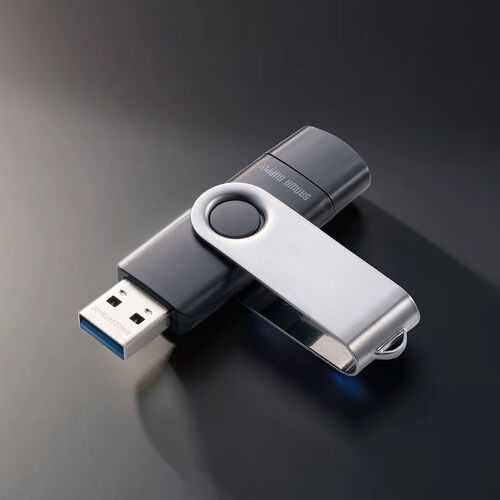 USBメモリ（64GB・USB A・タイプC・両対応・ネックストラップ付き・スイング式・おすすめ・名入れ対応） 3USCA64G