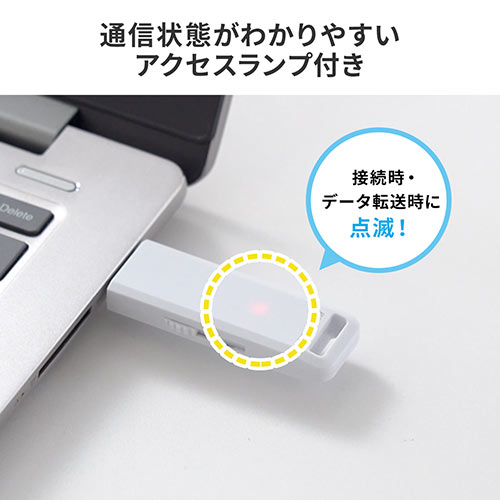 USBメモリ（高速データ転送・スライド式・16GB・USB3.2 Gen1・ホワイト・ストラップつき）