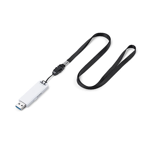 USBメモリ（高速データ転送・スライド式・32GB・USB3.2 Gen1・ホワイト・ストラップつき）