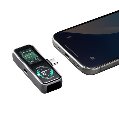 外付けSSD（1TB・冷却ファン内蔵・液晶画面付き・タイプC・USB3.2Gen2・コンパクト・ポータブル・PD充電対応・バックアップ・超小型・読込990MB/s・書込960MB/s）
