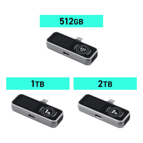 外付けSSD（1TB・冷却ファン内蔵・液晶画面付き・タイプC・USB3.2Gen2・コンパクト・ポータブル・PD充電対応・バックアップ・超小型・読込990MB/s・書込960MB/s）