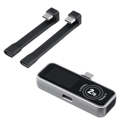 外付けSSD（・2TB・冷却ファン内蔵・液晶画面付き・タイプC・USB3.2Gen2・コンパクト・ポータブル・PD充電対応・バックアップ・超小型・読込990MB/s・書込960MB/s）