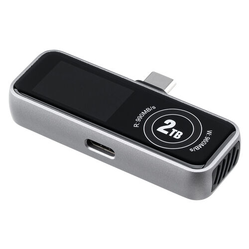 外付けSSD（・2TB・冷却ファン内蔵・液晶画面付き・タイプC・USB3.2Gen2・コンパクト・ポータブル・PD充電対応・バックアップ・超小型・読込990MB/s・書込960MB/s）