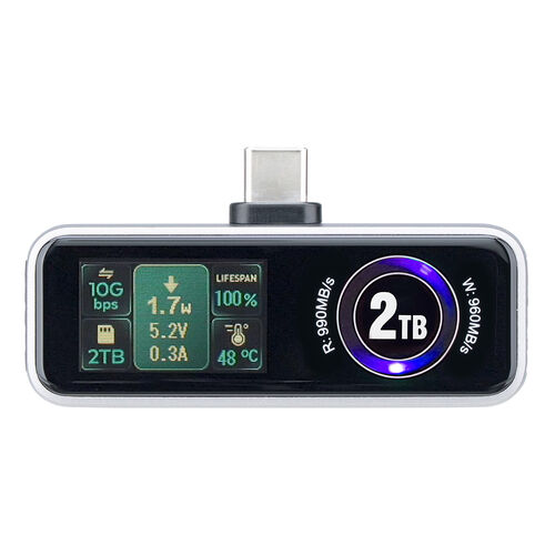 外付けSSD（・2TB・冷却ファン内蔵・液晶画面付き・タイプC・USB3.2Gen2・コンパクト・ポータブル・PD充電対応・バックアップ・超小型・読込990MB/s・書込960MB/s）
