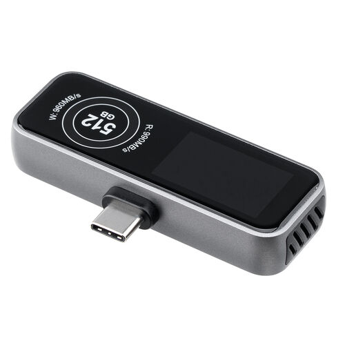 外付けSSD（512GB・冷却ファン内蔵・液晶画面付き・USB-C・USB3.2Gen2・コンパクト・ポータブル・PD充電対応・バックアップ・超小型・読込990MB/s・書込960MB/s）
