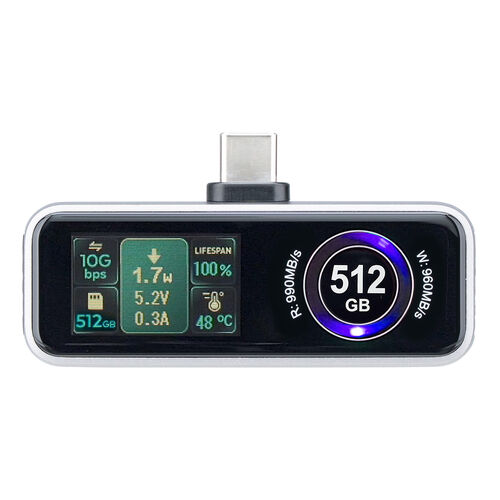 外付けSSD（512GB・冷却ファン内蔵・液晶画面付き・USB-C・USB3.2Gen2・コンパクト・ポータブル・PD充電対応・バックアップ・超小型・読込990MB/s・書込960MB/s）