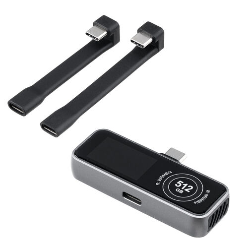 外付けSSD（512GB・冷却ファン内蔵・液晶画面付き・USB-C・USB3.2Gen2・コンパクト・ポータブル・PD充電対応・バックアップ・超小型・読込990MB/s・書込960MB/s）