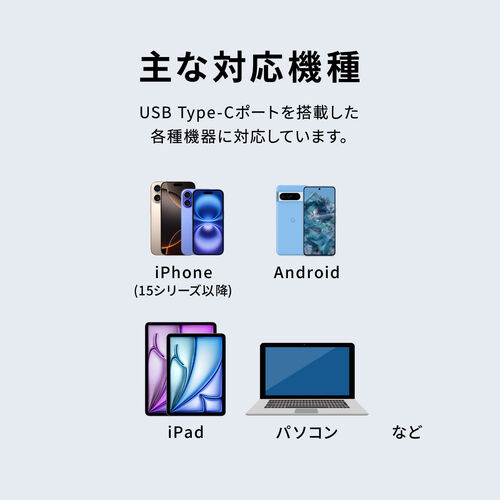 USBメモリ（512GB・iPhone・スマホ対応・Type-C・マグネット式・MagSafe・バックアップ・PC・PS5・MAC・IPAD・シルバー）IPCLED512G |