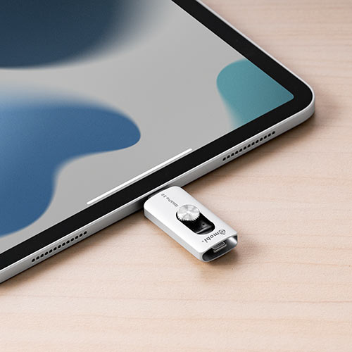 iPhone iPad Lightning Type-C USBメモリ 128GB バックアップ データ転送 画像 動画 MFi認証 Word Excel ガンメタリック