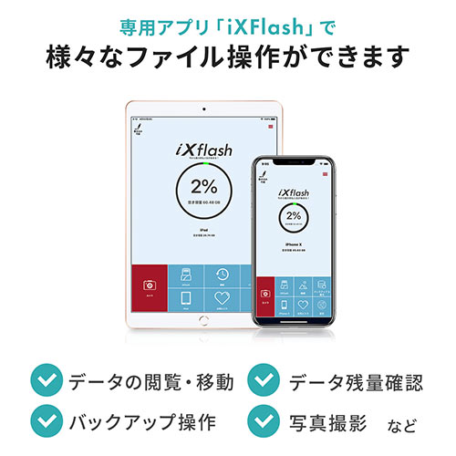iPhone・iPad USBメモリ 256GB（USB3.2  Gen1(USB3.1/3.0)・Lightning対応・MFi認証・スイング式）