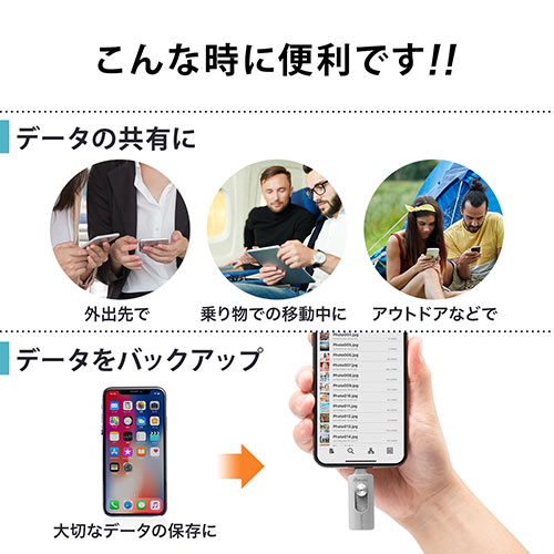 iPhone・iPad USBメモリ 64GB（USB3.1 Gen1・Lightning対応・MFi認証・iStickPro 3.0・シルバー）