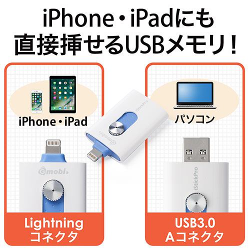 iPhone・iPad USBメモリ 64GB（USB3.0・Lightning対応・Mfi認証・iStickPro 3.0 ）