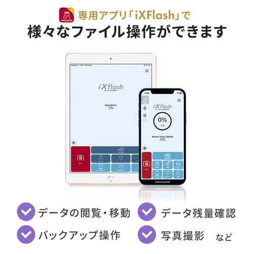 USBメモリ（ライトニング ＆ USB-A・64GB・MFi認証・iPhone/iPad/Android 対応・パソコン・写真・動画・バックアップ・スイング式・iXflash）