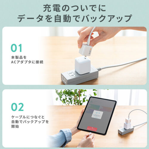 Qubii （EX・タイプC・1TB・メモリ内蔵 ・PD60W・高速充電 ・Android・自動バックアップ・パソコン不要・iPad・iPhone15・ブルー） IPLBC1TV