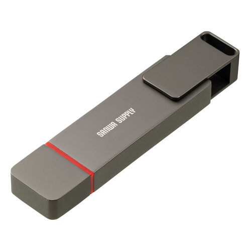 外付けSSD（256GB・容量・PS5・テレビ録画・USB・Type-C・コンパクト・ポータブル・スティック・超小型・アルミ筐体・USB-C・ガンメタリック）USSC256GB