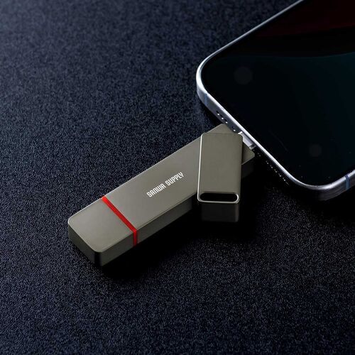 外付けSSD（256GB・容量・PS5・テレビ録画・USB・Type-C・コンパクト・ポータブル・スティック・超小型・アルミ筐体・USB-C・ガンメタリック）USSC256GB