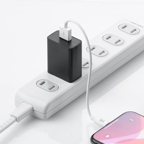 USB充電器（1ポート・1A・コンパクト・PSE取得・USB-ACアダプタ・iPhone充電対応・ブラック）