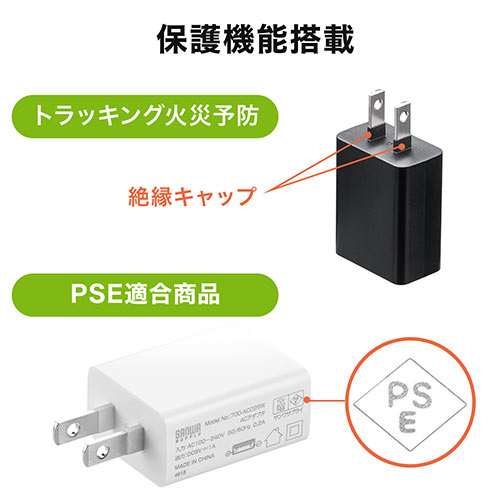USB充電器（1ポート・1A・コンパクト・PSE取得・USB-ACアダプタ・iPhone充電対応・ブラック）