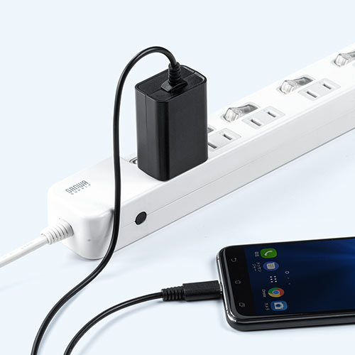 AC充電器(ケーブル一体型・Type-C・PSE取得・ケーブル長2m・スマートフォン・小型ガジェット)
