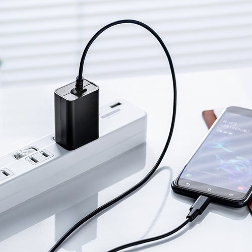 AC充電器(ケーブル一体型・Type-C・PSE取得・ケーブル長2m・スマートフォン・小型ガジェット)