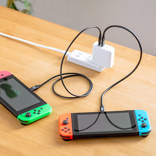 USB-C PD充電器（60W Type-C2ポート 窒化ガリウム採用  PSE適合品 折りたたみ式プラグ搭載 ホワイト）