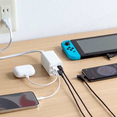 Type-C PD 充電器（4ポート・65W・急速充電器・GaN窒素ガリウム採用・PSE認証・USB-C/USB-A機器対応・iPhone・Android・iPad・MacBook）