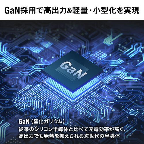 USB充電器（PD65W・USB A ＆ Type-C・3ポート搭載・急速充電・GaN窒化ガリウム・折りたたみ式プラグ）