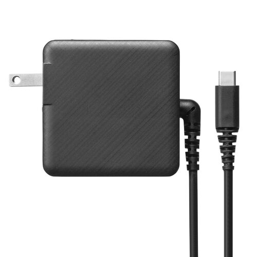 タイプC充電器(パソコン充電器・iPhone・コンセント・アダプター・PD・おすすめ・65W・ケーブル長1.8m・ケーブル一体型・ブラック） AC037BK