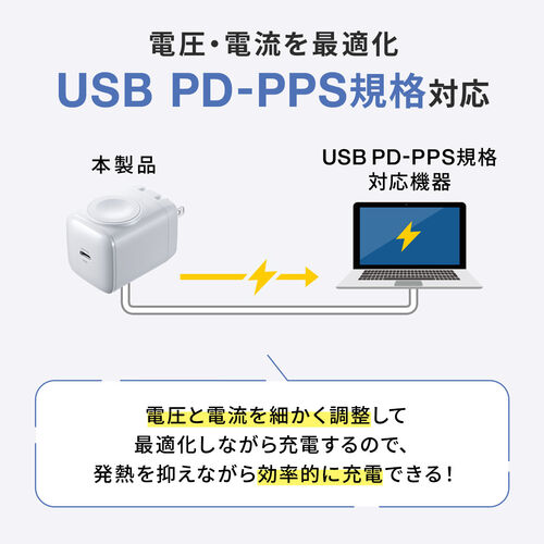 USB-C充電器（アップルウォッチ・充電器・PD 30W・USB-C・1ポート・折りたたみ式プラグ・急速充電・iPhone・iPad・Made for Apple Watch認証品・PSE認証品）
