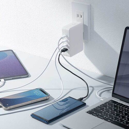 USB充電器（PD 合計最大145W・4ポート・1ポート最大140W・Type-C×3・USB-A×1・GaN採用・折りたたみ式プラグ・急速充電・ノートパソコン・複数ポート・PSE適合商品・ホワイト）