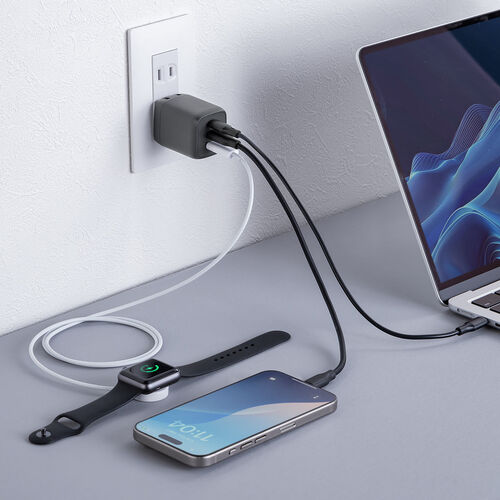 USB充電器（PD 充電器・1ポート最大67W・合計65W・3ポート・Type-C×3・GaN採用・超小型・折りたたみ式プラグ・急速充電・スマホ・タブレット・PSE適合商品）