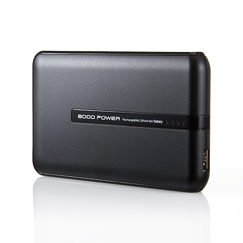 大容量モバイルバッテリー ケーブル内蔵タイプ（8000mAh・2.4A・AC