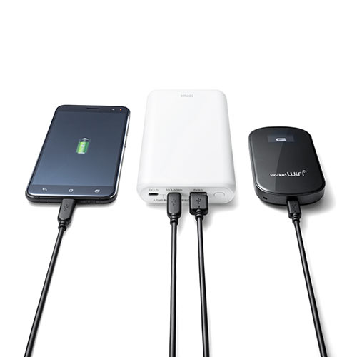 モバイルバッテリー （大容量・20000mAh・Type-C・タイプC対応・ケーブル付属・ホワイト）