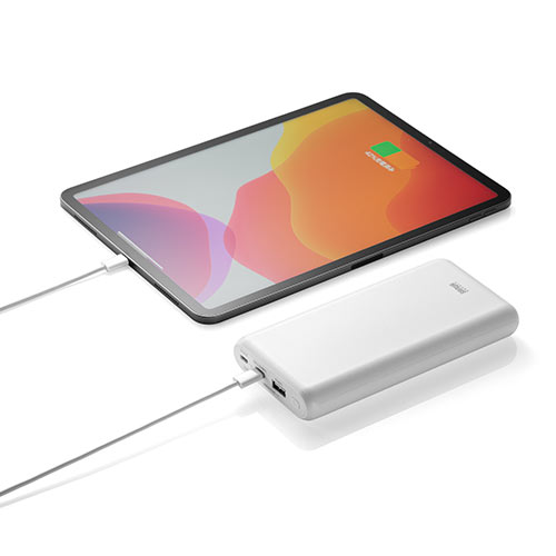 モバイルバッテリー （大容量・20000mAh・Type-C・タイプC対応・ケーブル付属・ホワイト）