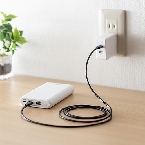 モバイルバッテリー （大容量・20000mAh・Type-C・タイプC対応・ケーブル付属・ホワイト）