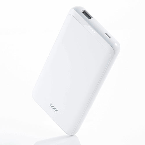 モバイルバッテリー（Lightning入力・ライトニングケーブルで充電対応・10000mAh・ 薄型・ホワイト・飛行機・持ち込み・機内）