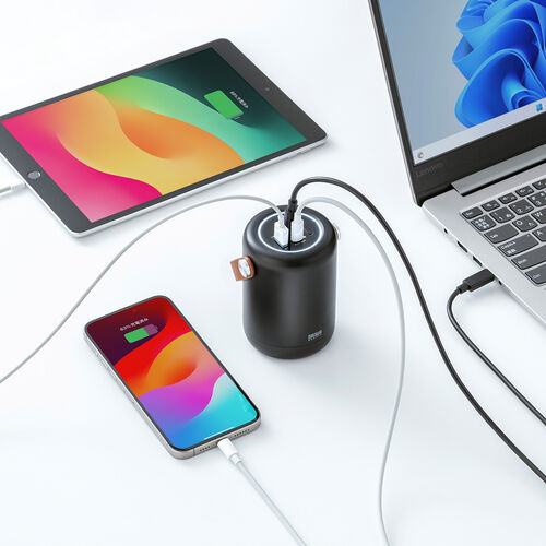 モバイルバッテリー（ハンドル付き・軽量・小型・持ち運び・大容量 25000mAh・PD100W・高速充電・3台同時充電・低電流モード・ノートPC・PSE認証済み・モバ充・ブラック）