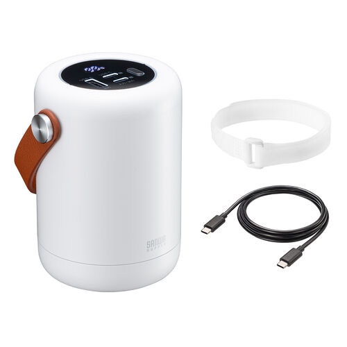 モバイルバッテリー（ハンドル付き・軽量・小型・持ち運び・大容量・25000mAh・PD100W・高速充電・3台同時充電・低電流モード・ノートPC・PSE認証済み・モバ充・ホワイト）