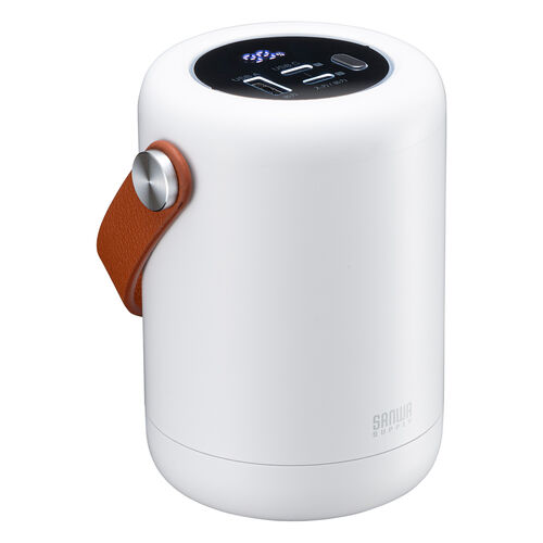 モバイルバッテリー（ハンドル付き・軽量・小型・持ち運び・大容量・25000mAh・PD100W・高速充電・3台同時充電・低電流モード・ノートPC・PSE認証済み・モバ充・ホワイト）