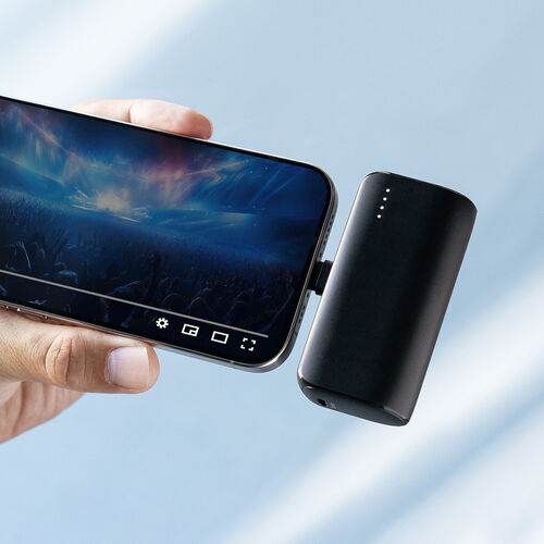 モバイルバッテリー（直挿し・5000mAh・PD20W・小型・コンパクト・USB-C一体型・ケーブル不要・高速充電・PSE認証済み・飛行機持ち込み可能・スマホ・モバ充・ブラック）