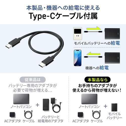 モバイルバッテリー（AC出力対応・大容量・13200mAh・47.52Wh・AC65W・PD30W・ノートパソコン・コンセント・USB充電・飛行機持ち込み可・旅行・ポタ電・ポータブル電源）