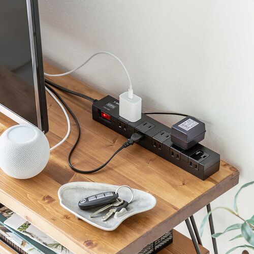 電源タップ（マグネット付・10個口・一括集中スイッチ付・雷ガード・ブレーカー・一括集中スイッチ付き・3m・ブラック）