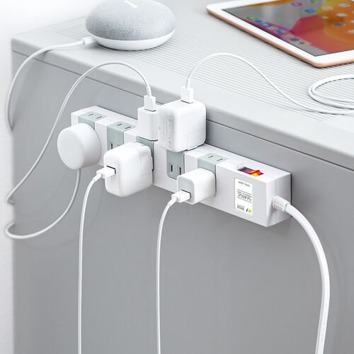 電源タップ（マグネット付・10個口・一括集中スイッチ付・雷ガード・ブレーカー・一括集中スイッチ付き・3m・ホワイト）