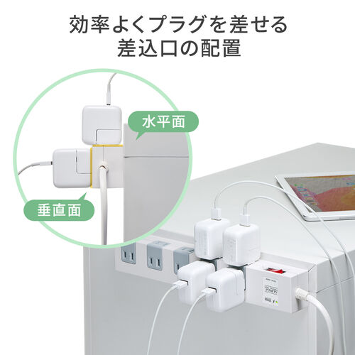 電源タップ（マグネット付・10個口・一括集中スイッチ付・雷ガード・ブレーカー・一括集中スイッチ付き・3m・ホワイト）